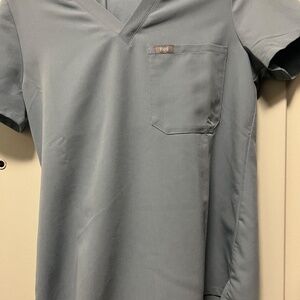 FIGS Dusty Blue Set CATARINA ZAMORA HIGH WAISTED